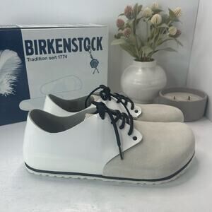 Birkenstock Maine Patent Leather Suede Shoe White Reg. Fit Men 12/EU45 Tried On